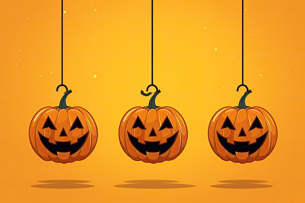 Wszystkiego najlepszego z okazji Halloween tła Halloween wiszące ozdoby na pomarańczowym tle