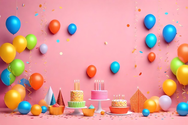 Wszystkiego najlepszego z okazji urodzin, balony, świeczki i konfetti
