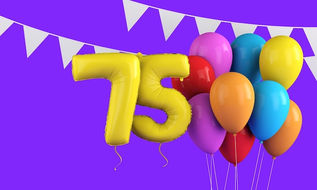 Wszystkiego najlepszego z okazji urodzin kolorowe balony i trznadel d render