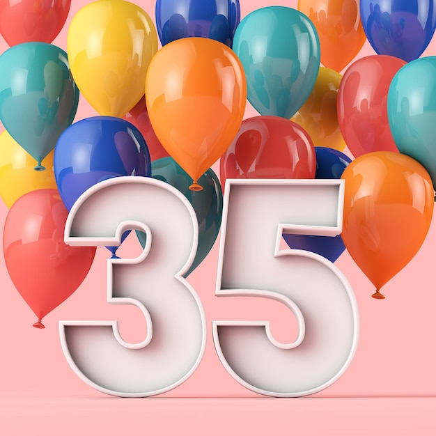 Wszystkiego najlepszego z okazji urodzin tło z kolorowymi balonami d rendering