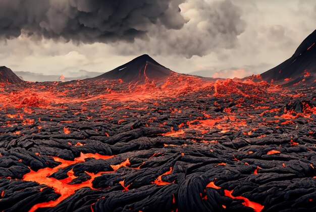 Zdjęcie wulkan wybucha lawą.