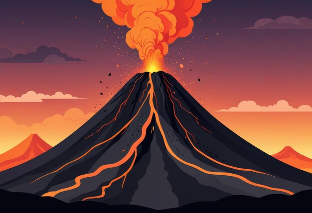 Zdjęcie wulkan z wulkanem w tle
