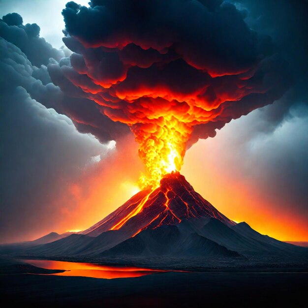 Zdjęcie wulkaniczna góra w erupcji dzień ziemi