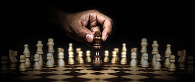 Zdjęcie wybierz ręcznie szachowe koncepcje wyzwania i przywództwa
