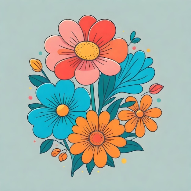 Wybitna ilustracja kwiatowa Kolorowy klip z kwiatami