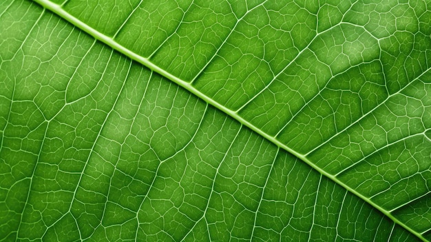 Wybitna tekstura zielonego liścia z bliska