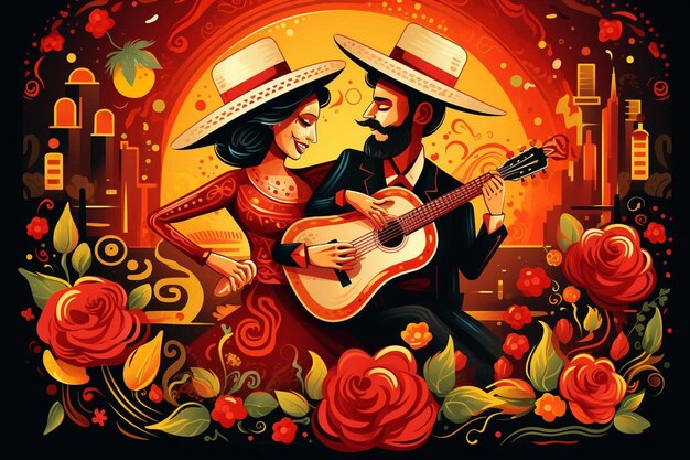 Zdjęcie wybitne ilustracje cinco de mayo rysowanie obrazu