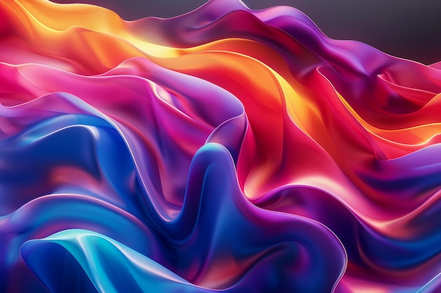 Wybitny abstrakcyjny kolor fali tła Fluid Art Concept z odcieniami tęczy Vivid Gradient Silk