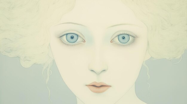 Zdjęcie wyblakły w stylu vintage obraz pięknej młodej kobiety z białymi włosami i niebieskimi oczami