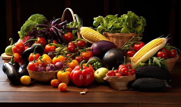 wybór warzyw, w tym pomidorów, cukini, cebuli i innych warzyw.