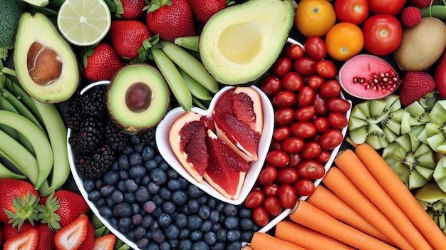 Wybór zdrowej żywności dla serca koncepcja życia Generative Ai
