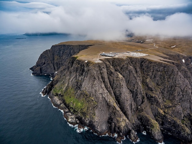 Wybrzeże Morza Barentsa Przylądek Północny (nordkapp) W Północnej Norwegii Fotografia Lotnicza.