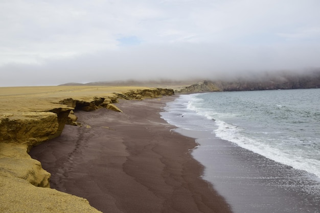 Wybrzeże Rezerwatu Narodowego Paracas Klify w Rezerwacie Narodowym Paracas na wybrzeżu Pacyfiku w Peru