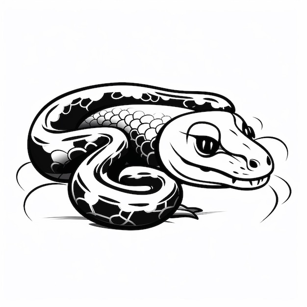 Wybrzeżny dywan Python urocza ilustracja urocza płaska książka do malowania kawaii line art