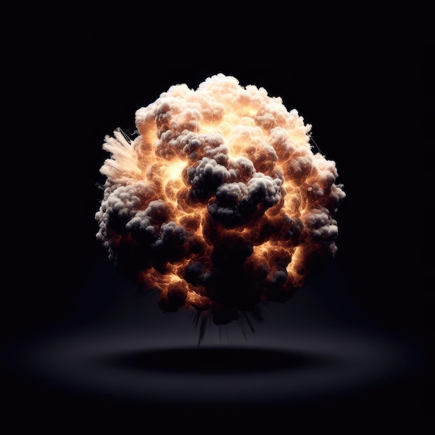 wybuch bomby jądrowej chmura w kształcie grzyba ognia na czarnym tle