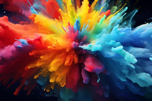 Wybuch chromatyczny eksplorujący eksplozję kolorów w abstrakcyjnym tle