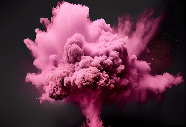 Zdjęcie wybuch różowego proszku na białym tle generative ai