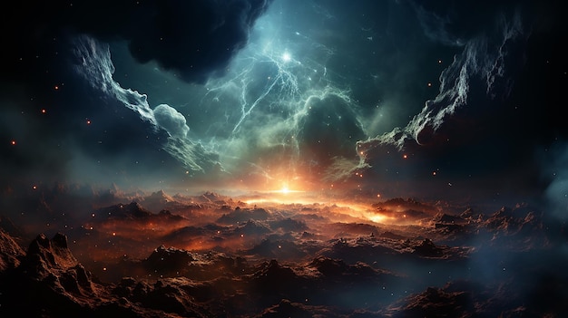 Wybuch supernowej Jasna Gwiazda Mgławica Odległa galaktyka Obraz abstrakcyjny Elementy tego zdjęcia
