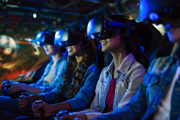 Wycieczka w parku rozrywki w wirtualnej rzeczywistości z ekscytującą AI generatywną