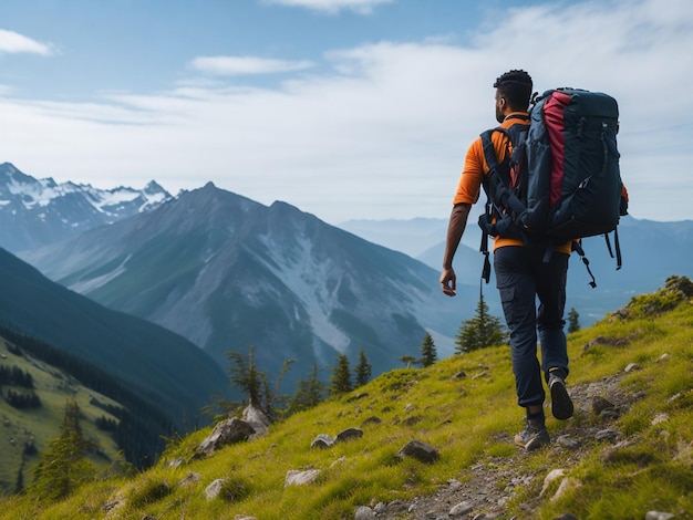 Wycieczkowicz trekking w górach Sport i aktywne życie