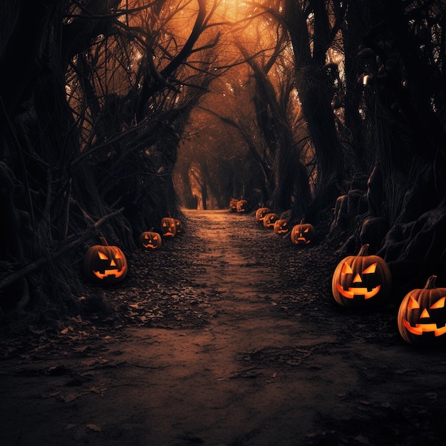 Wydarzenie świąteczne Halloween scena grozy koncepcja tła z pustą przestrzenią