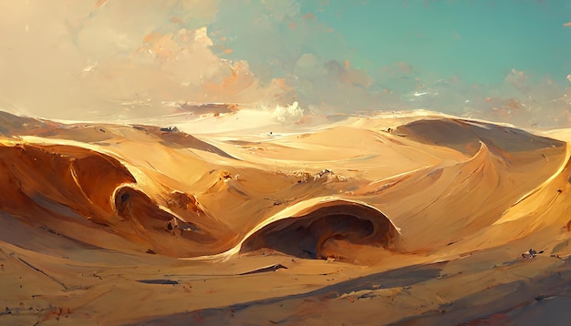 Wydmy pustyni projekt tła 3D ilustracja