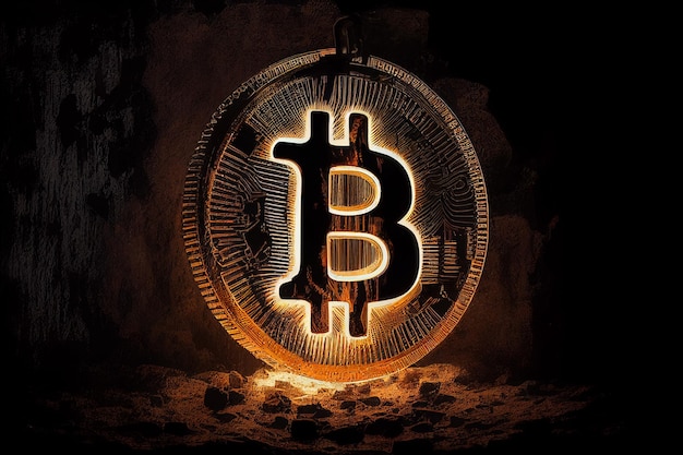 Wydobywanie złotych bitcoinów w głębokiej jaskini kopalni Generative AI