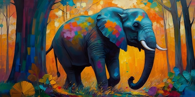 Wydruki tapety słonie las malarstwo abstrakcyjne 3d kolorowe zachodnie tło abstrakcyjne