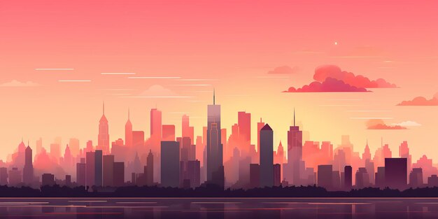Zdjęcie wygenerowana przez ai sztuczna inteligencja generatywna tło krajobrazu miejskiego miasta wysoki budynek, wysoka linia horyzontu