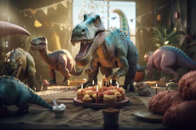 Wygenerowana sztuczna inteligencja Dinosaur Party