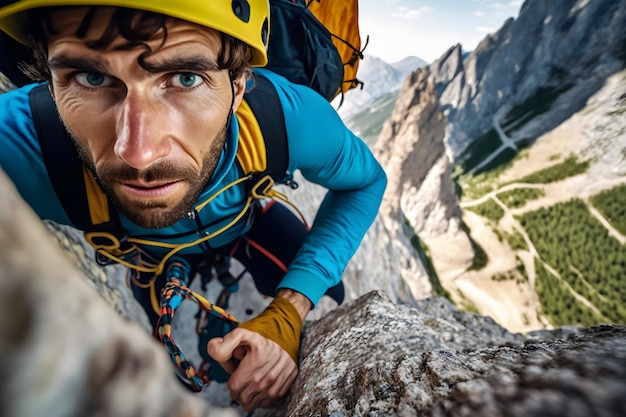 Zdjęcie wygenerowana sztuczna inteligencja sieci neuronowej alpinisty