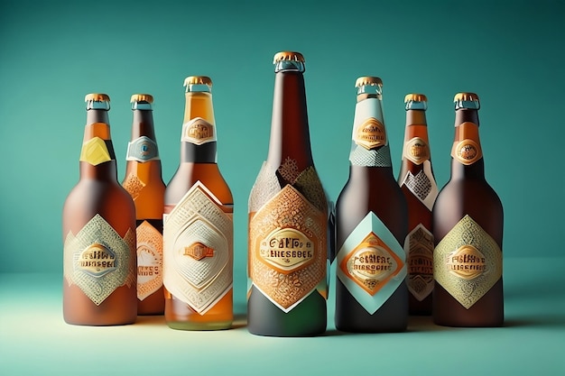 wygenerowane ai butelki piwa w stylu międzynarodowego dnia piwa