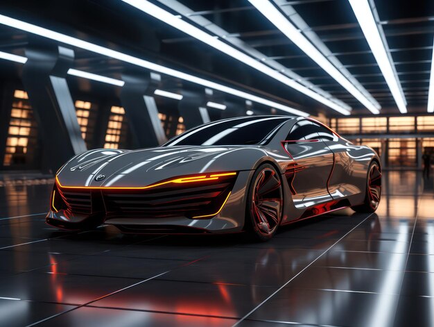 Wygenerowane przez AIG futurystyczne arcydzieło samochodu w niezwykle szczegółowym świetle