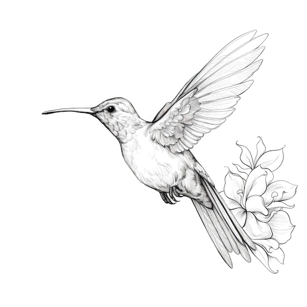 Wygenerowano ai latającego pięknego kolibra