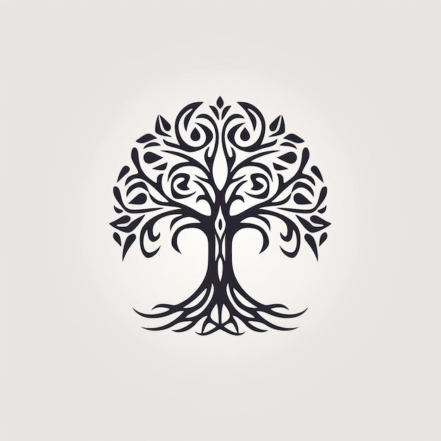 Wygenerowano czarno-białe celtyckie drzewo wycięte z pnia AI