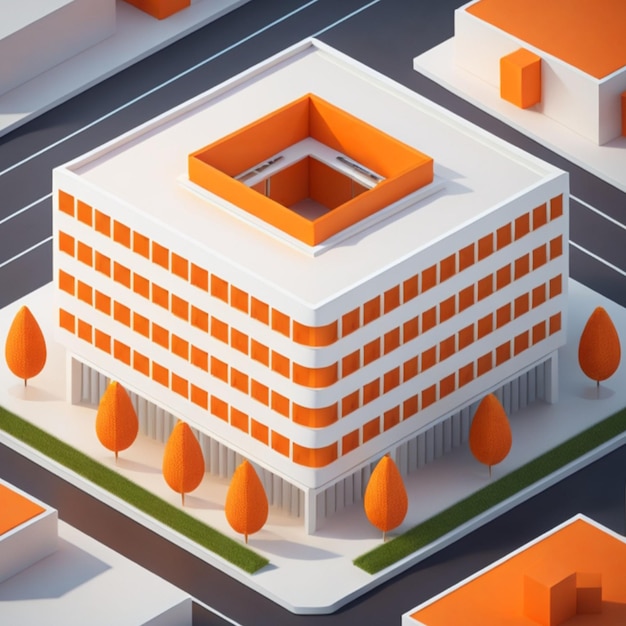 Wygenerowano sztuczną inteligencję budynku biurowego 3D
