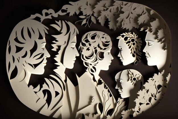 Zdjęcie wygenerowano sztuczną inteligencję rodziny paper art