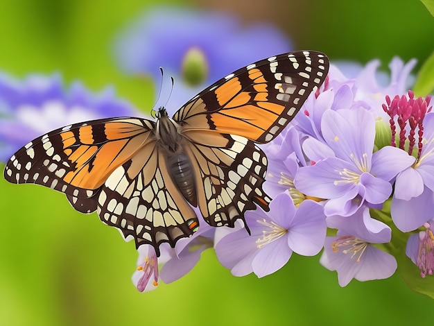 Wygenerowany ai piękny motyl na kwiatku