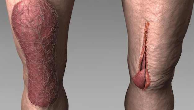 Wygenerowany komputerowo obraz nogi z raną