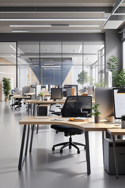 Wygenerowany przez sztuczną inteligencję futurystyczny układ domowego biura idealnie dostosowany do Twojego przepływu pracy
