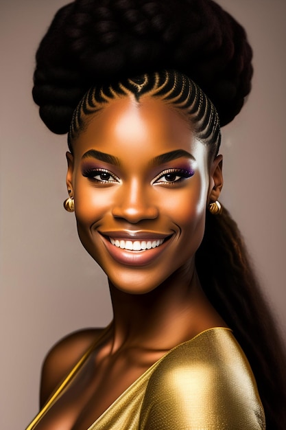 Wygeneruj model afrykańskiej czarnej kobiety Ai