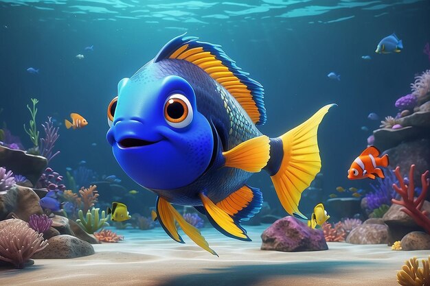 Wygląd animowanej ryby 3d