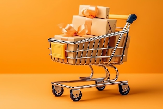 Wygodne pakiety produktów zakupowych w koszyku z listą zakupów Generatywna sztuczna inteligencja