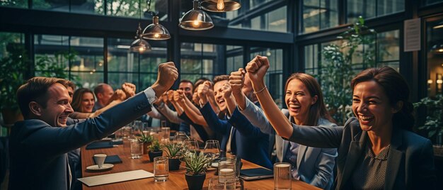 Zdjęcie wyjątkowe osiągnięcie różnorodny zespół biznesowy w żywym środowisku biurowym klasztuje, aby pochwalić sukces nowego produktu motivacja współpracy i wspólne nastawienie są widoczne xa