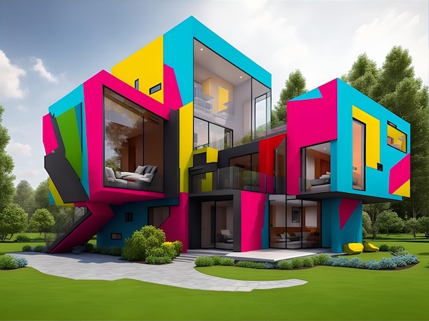 Wyjątkowy dom o odważnym designie i żywych kolorach