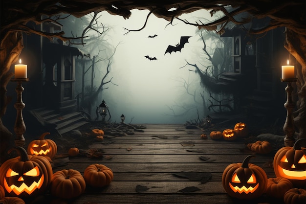 Wykadruj upiornego ducha nocy Halloween za pomocą nietoperzy i latarni