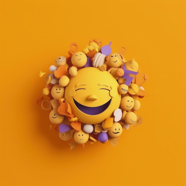 Wykonane emotikony Wyrażenia 3D wycięte z papieru grafiki na obchody Światowego Dnia Emoji