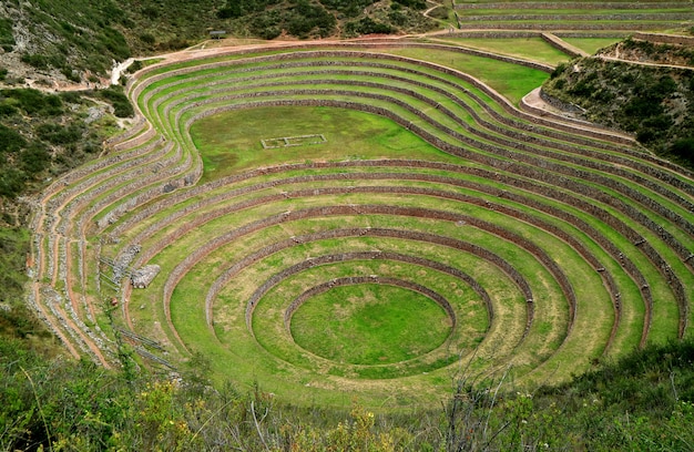 Wykopaliska archeologiczne w Moray, tarasy Inków w Świętej Dolinie, Region Cusco, Peru