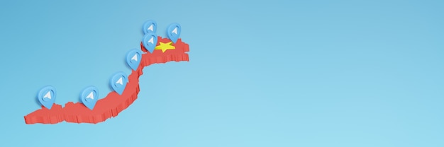 Wykorzystanie mediów społecznościowych i Telegramu w Wietnamie do infografiki w renderowaniu 3D
