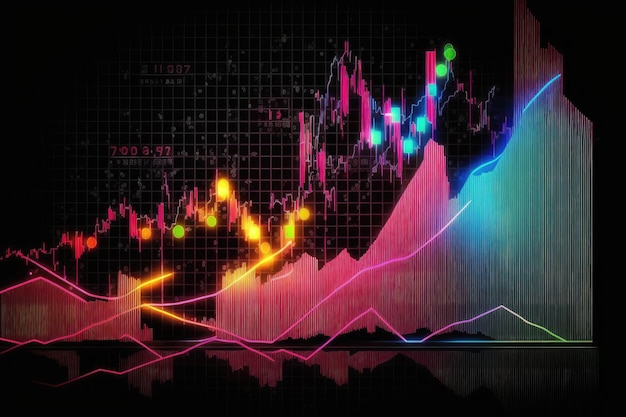 Wykres finansowy giełdy z ceną akcji i wykresem świecznika inwestycyjnego